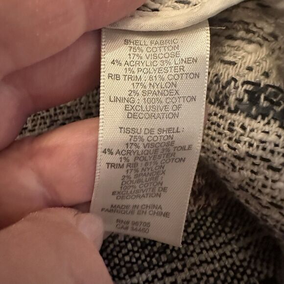 REBECCA TAYLOR Tweed Pattern Evening Jacket Navy Chain NICE Size 4 - Picture 4 of 13